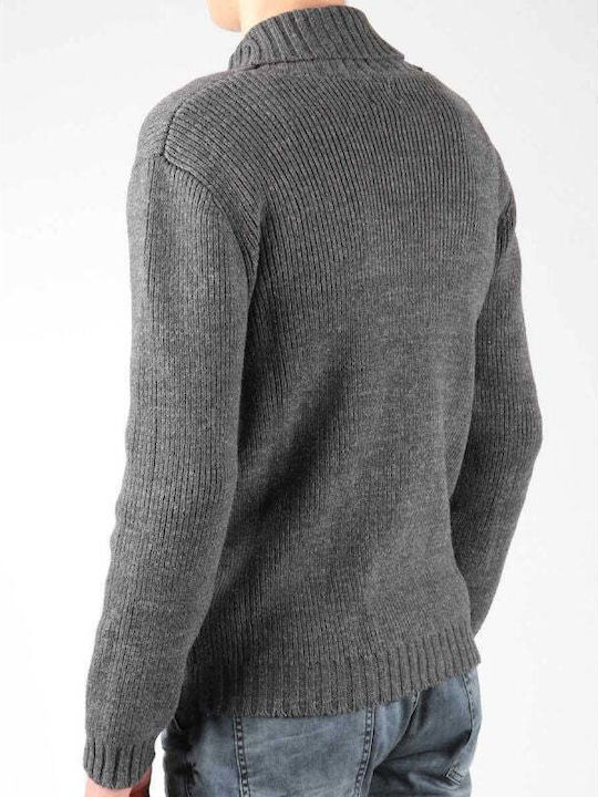 Herren Gestrickte Fleecejacke mit Buttons Grau