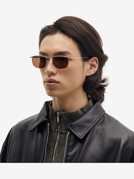 Projekt Produkt Men's Sunglasses with Gold Metal Frame and Gold Lens 476417