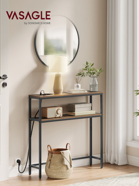 Metal Console Vintage Brown/Black L80xW20xH80cm