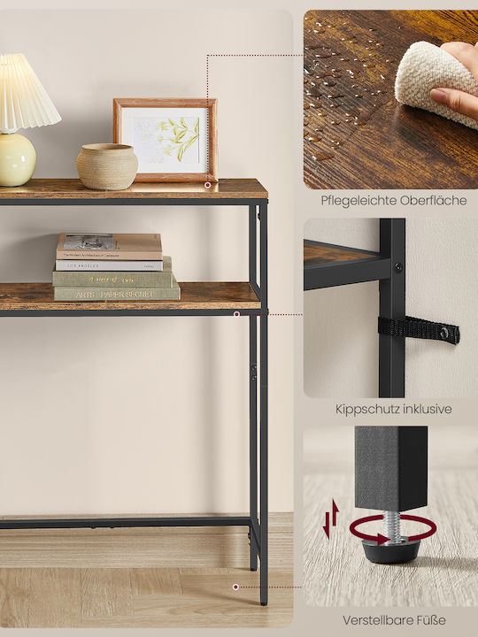 Metal Console Vintage Brown/Black L80xW20xH80cm