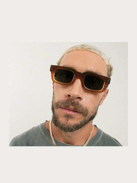 Oscar & Frank Jones Unisex Sunglasses with Brown Plastic Frame and Transparent Gradient Lens 477028