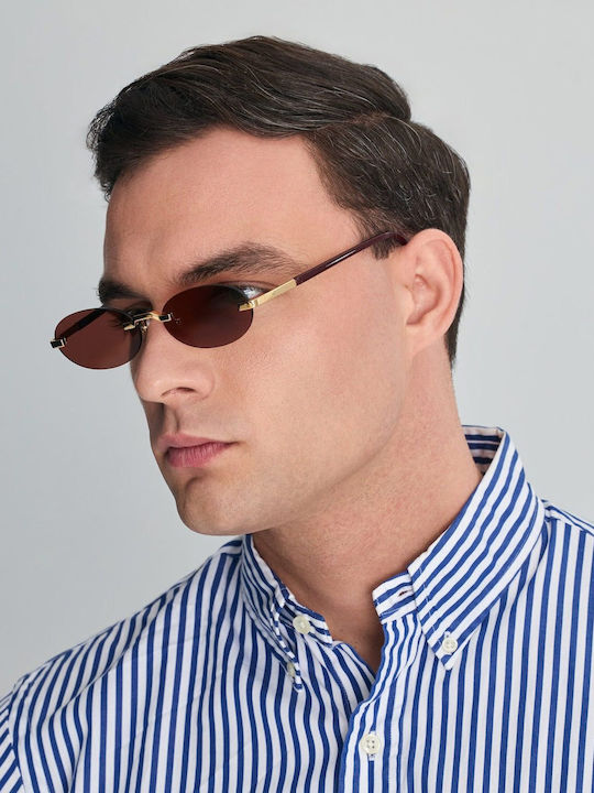 Faos Unisex Sonnenbrille mit Gold Kunststoff Gestell und Gold Linse 489435