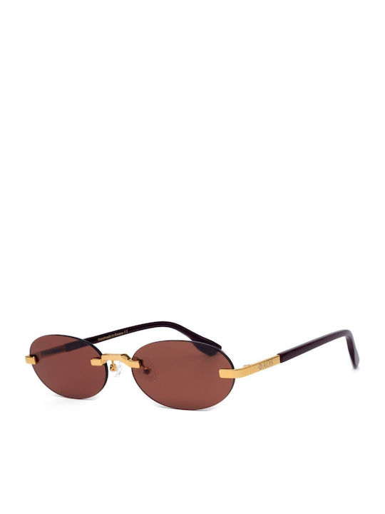 Faos Unisex Sonnenbrille mit Gold Kunststoff Gestell und Gold Linse 489435