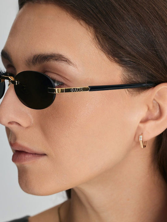 Faos Unisex Sonnenbrille mit Gold Kunststoff Gestell und Gold Linse 489433