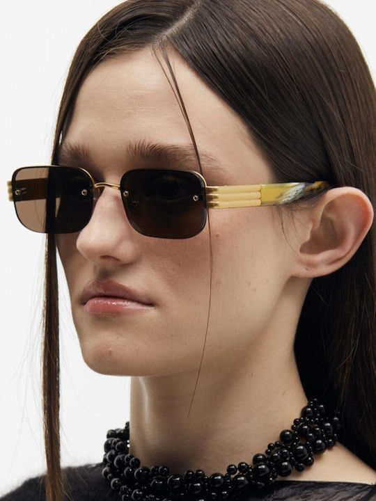 Projekt Produkt Men's Sunglasses with Gold Metal Frame and Gold Lens 476428