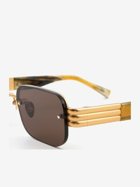 Projekt Produkt Men's Sunglasses with Gold Metal Frame and Gold Lens 476428