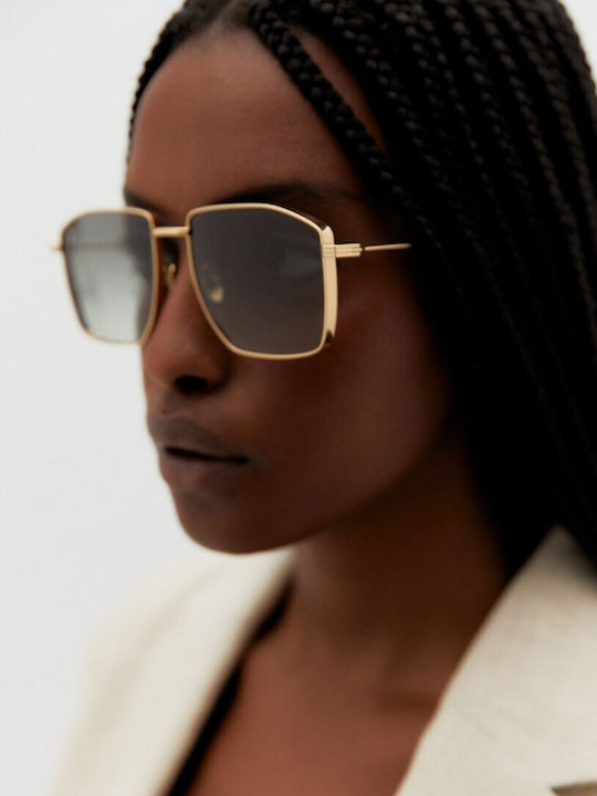 Kaleos Men's Sunglasses with Gold Metal Frame and Gold Gradient Lens