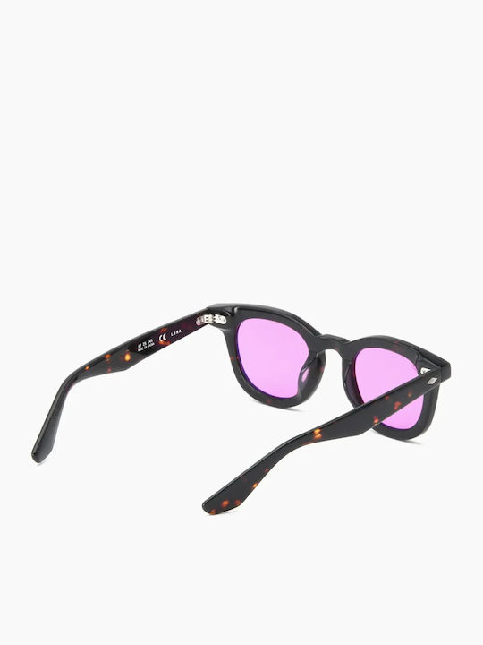 Akila Men's Sunglasses with Brown Tartaruga Plastic Frame and Black Lens 424820