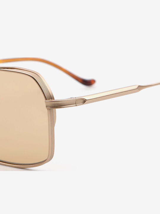 Projekt Produkt Unisex Sunglasses with Gold Metal Frame and Gold Lens 498708