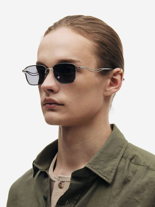 Projekt Produkt Unisex Sunglasses with Silver Metal Frame and Gray Lens 498730
