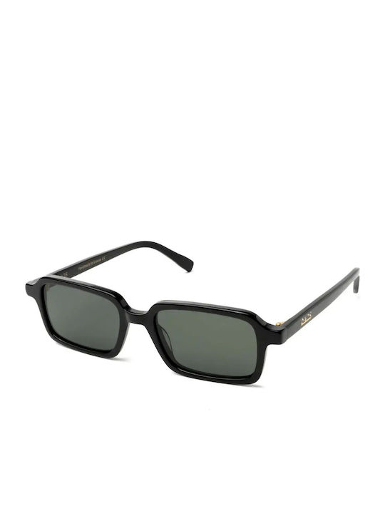 Faos Unisex Sonnenbrillen mit Schwarzem Rahmen und Grüner Linse 1235706