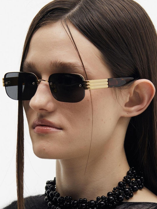 Projekt Produkt Unisex Sunglasses with Gold Tartaruga Metal Frame and Gray Lens 476427