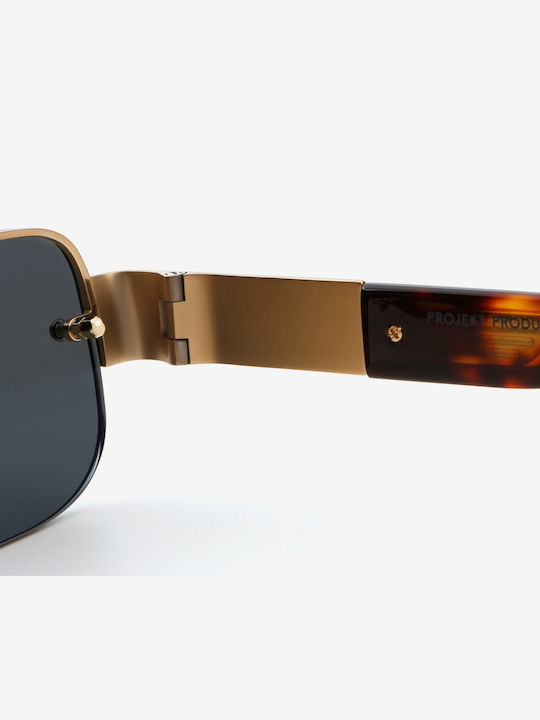 Projekt Produkt Unisex Sunglasses with Gold Tartaruga Metal Frame and Gray Lens 476427