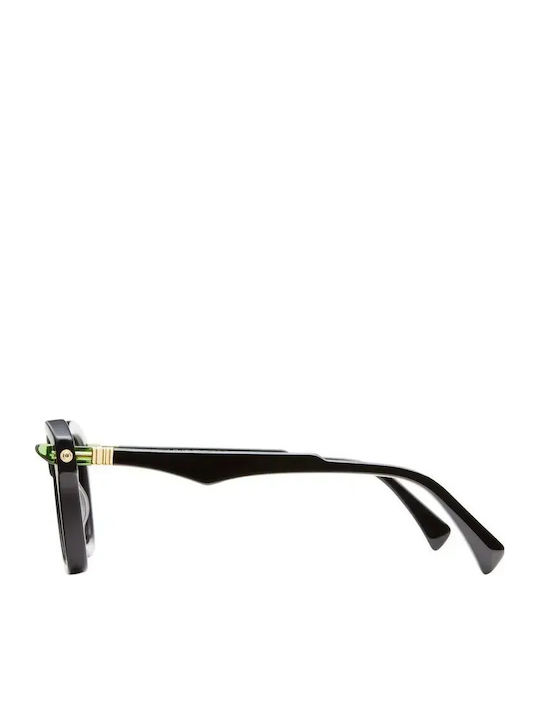 Kuboraum Women's Sunglasses with Black Plastic Frame and Black Lens