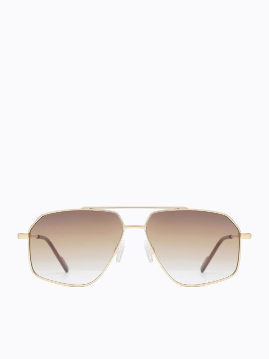 Carolina Lemke Unisex Sunglasses with Rose Gold Metal Frame and Pink Gradient Lens 501116