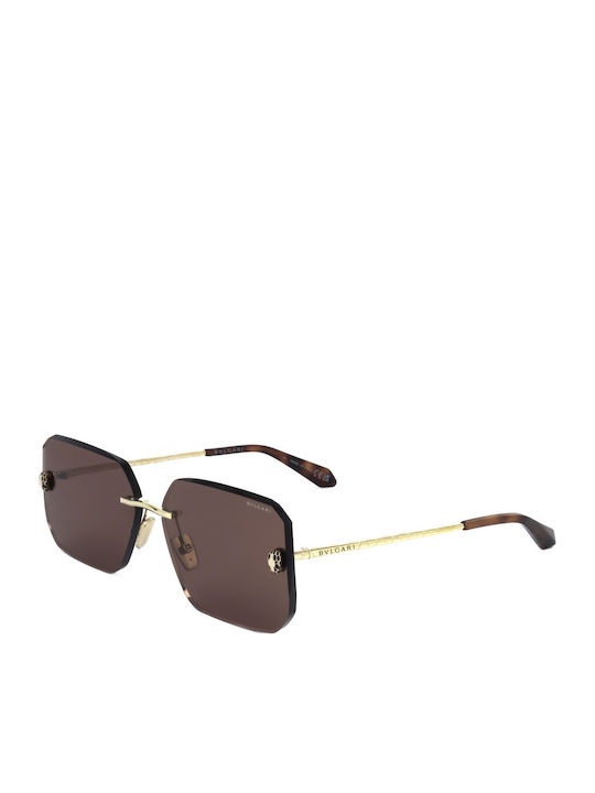 Bvlgari Damen Sonnenbrille mit Gold Metall Gestell und Braun Linse