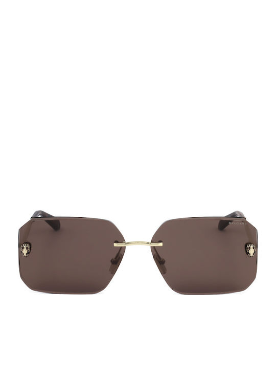 Bvlgari Damen Sonnenbrille mit Gold Metall Gestell und Braun Linse