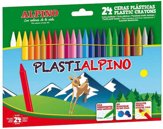 Alpino Plastic Wax Crayons Cardboard Box 24 Colors Box Alpino Plastic
