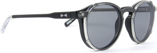 Snob Milano Dogui Men's Acetate Prescription Eyeglass Frame with Clip-On Black CPC01ZC048