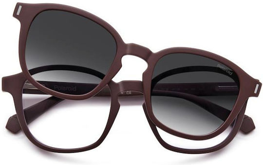 Polaroid Unisex Γυαλιά Οράσεως Pld 6203/cs 7bl Προσθετο Clipon Μπορντο Γκρίζο
