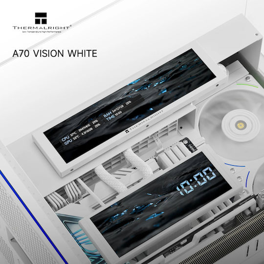Thermalright Vision TR-A70 Gaming Midi Tower Кутия За Компютър Със Страничен Прозорец И ARGB Осветление Бяла