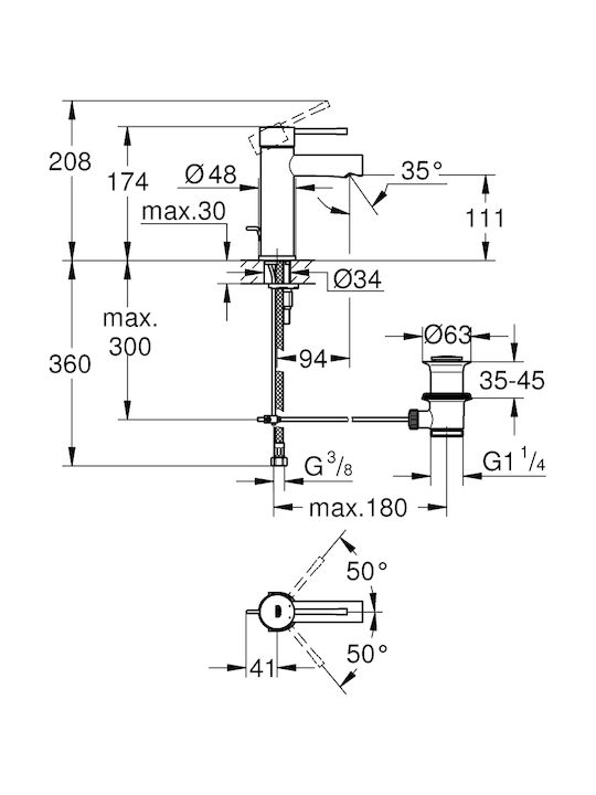 Grohe Essence Миксер Батерия За Умивалник Сребриста