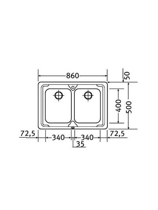 Franke Logica Line Lol Ένθετος Νεροχύτης Inox Σαγρέ Μ86xΠ50cm Ασημί