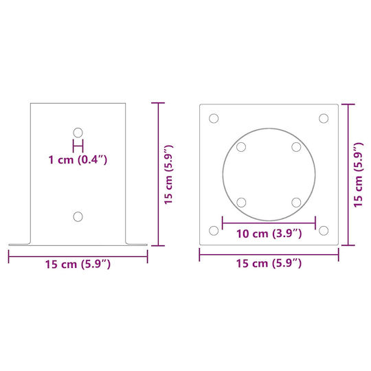 vidaXL Post Support for Garden Fence Made of Metal 15x15x15cm 4 Pieces