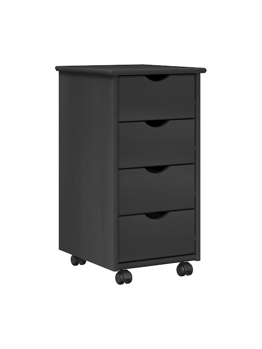 Office Drawer Made of Solid Wood Gray 34x39x65.5cm