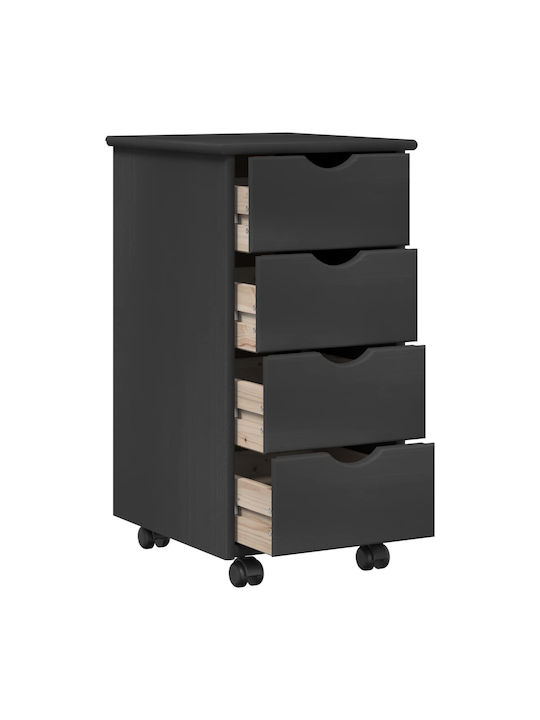 Office Drawer Made of Solid Wood Gray 34x39x65.5cm