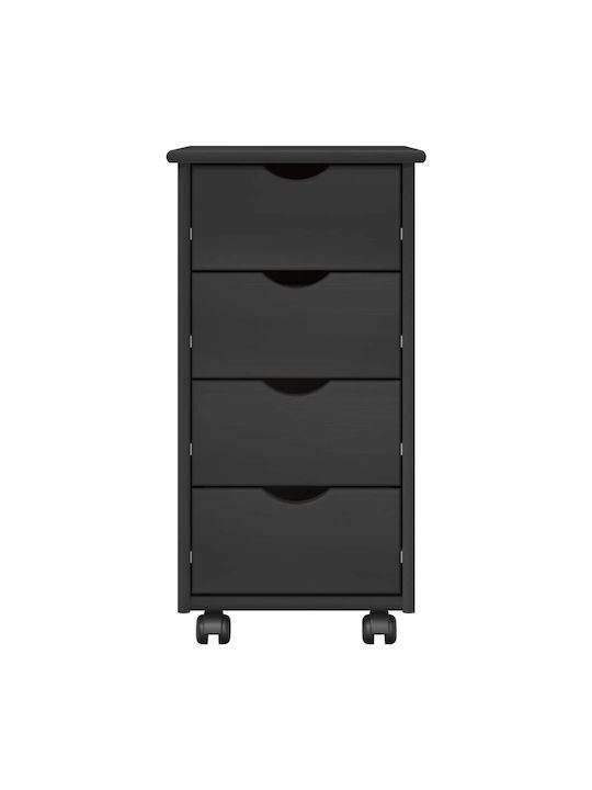 Office Drawer Made of Solid Wood Gray 34x39x65.5cm