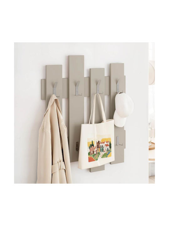 Shally Dogan Wooden Wall Hanger 4 Hooks Beige 64x4x79cm