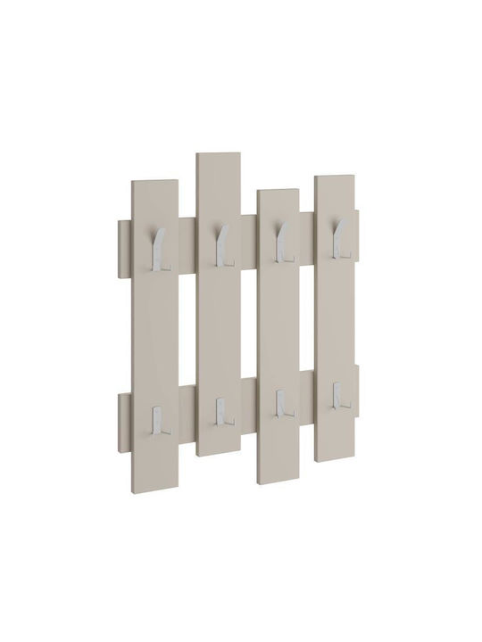 Shally Dogan Wooden Wall Hanger 4 Hooks Beige 64x4x79cm