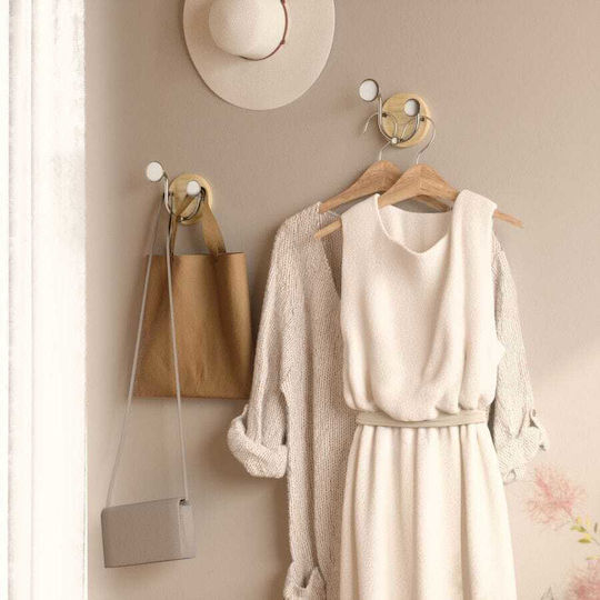 Umbra Wall Hanger Melody Wooden 8 Hooks Beige