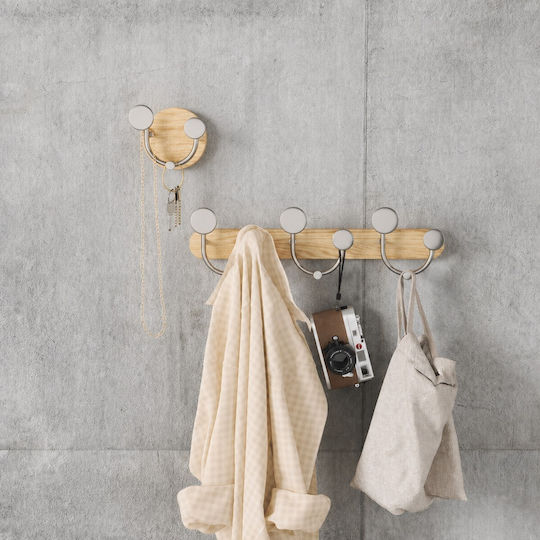 Umbra Wall Hanger Melody Wooden 8 Hooks Beige