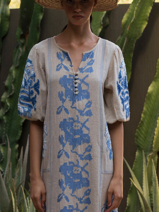 Summer Midi Shirt Dress Ecru