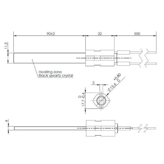 Кристална Отоплителна Устойчивост За Пелетна Печка Eco Spar Burnit Palazzetti Ravelli Mcz Дължина 122mm 300w X2