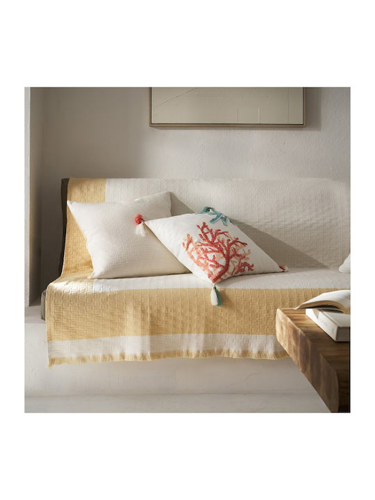 Gofis Home Solenne Armchair Throw Knitted 180x175cm Sun Yellow