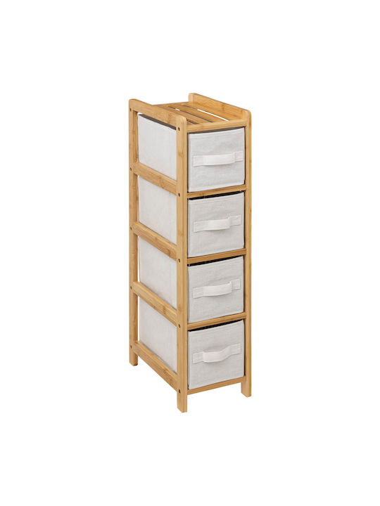 Storage Drawers F-v Tidy Made of Wood & Fabric with 4 Drawers L33xW19xH78.5cm