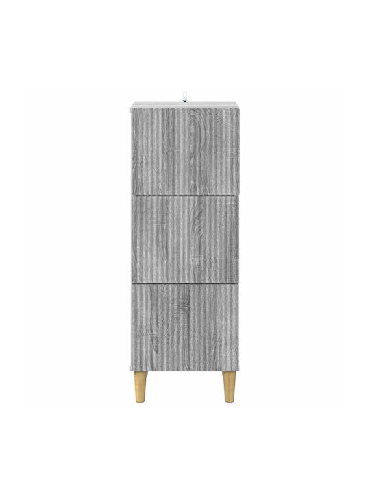 Wooden Storage Drawers with 3 Drawers L33xW34.5xH90cm