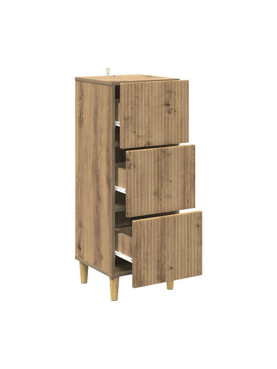 Wooden Storage Drawers with 3 Drawers L33xW34.5xH90cm