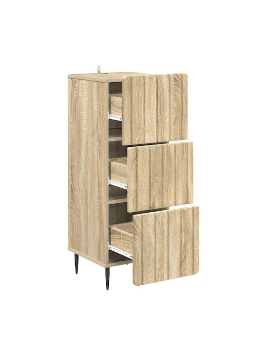 Wooden Storage Drawers with 3 Drawers L33xW34.5xH92cm
