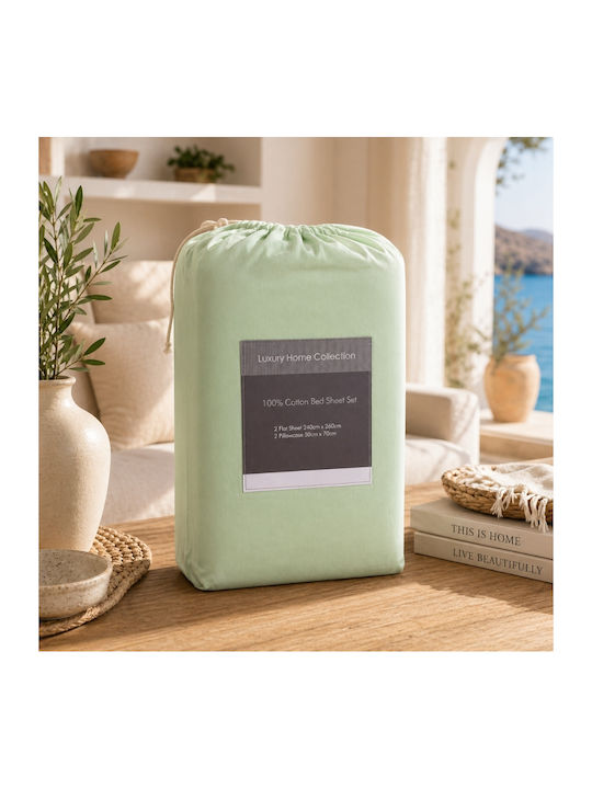 Oxford Home Σετ Σεντόνια Υπέρδιπλα 240x260εκ. Ροζ Μέντα (4τμχ)