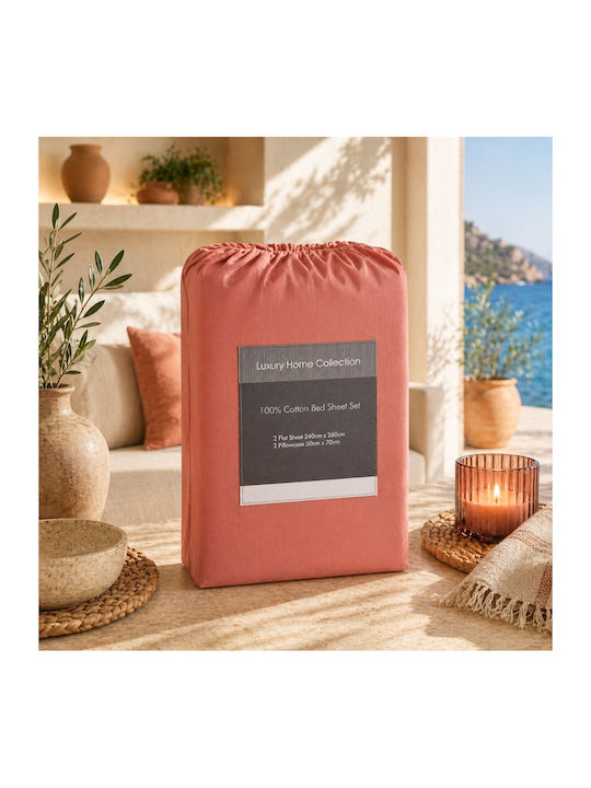 Oxford Home Bed Sheets Set Double 240x260cm Dusty Pink (4pcs)