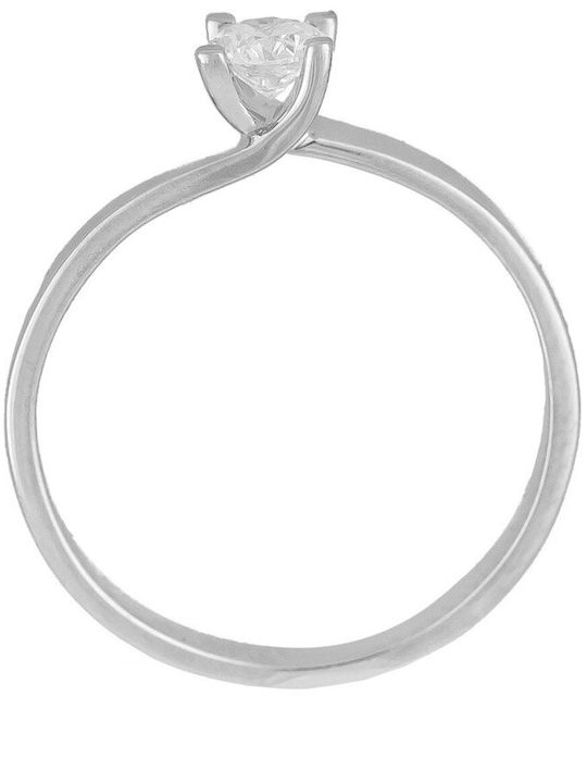 Single Stone Ring In 18K White Gold With Diamond
