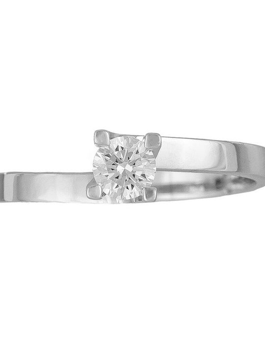 Single Stone Ring In 18K White Gold With Diamond