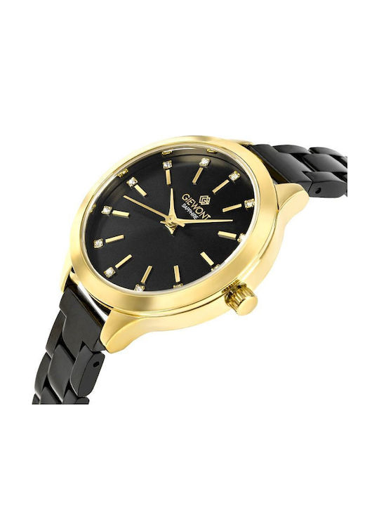 Giewont Womens Battery Watch With Black Metal Bracelet