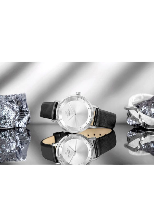 Giewont Womens Watch 34mm Battery With Black Leather Strap