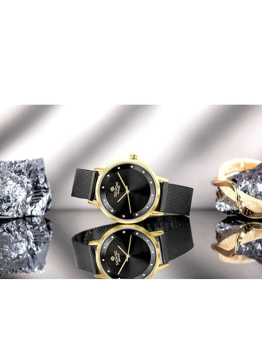 Giewont Womens Battery Watch With Black Metal Bracelet