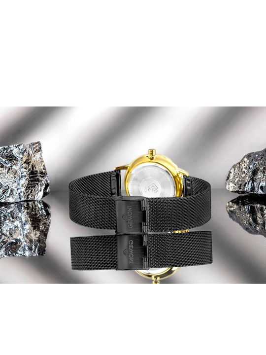 Giewont Womens Battery Watch With Black Metal Bracelet